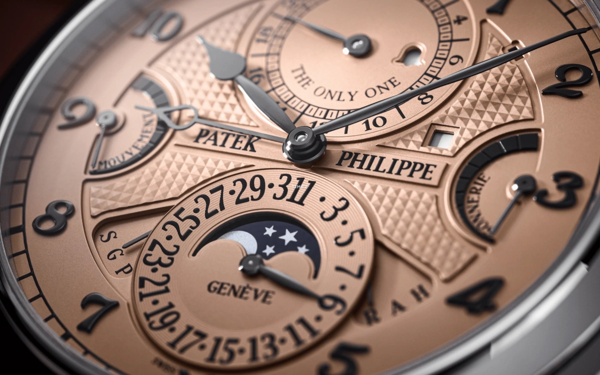 Patek Philippe,Grand Complications 47.40mm,47.40mm,Stainless Steel,Pink,Handwound,Moonphase,Perpetual Calendar,Leap Year,Month,72hours,In-house Caliber,6300A,6300A-010