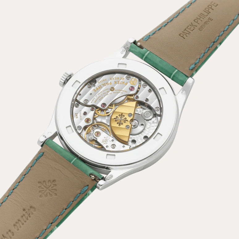 Patek Philippe,Calatrava 38mm,38mm,White Gold,Multi-Color,Green,Yellow,Automatic,48hours,In-house Caliber,5077100G,5077100G-039