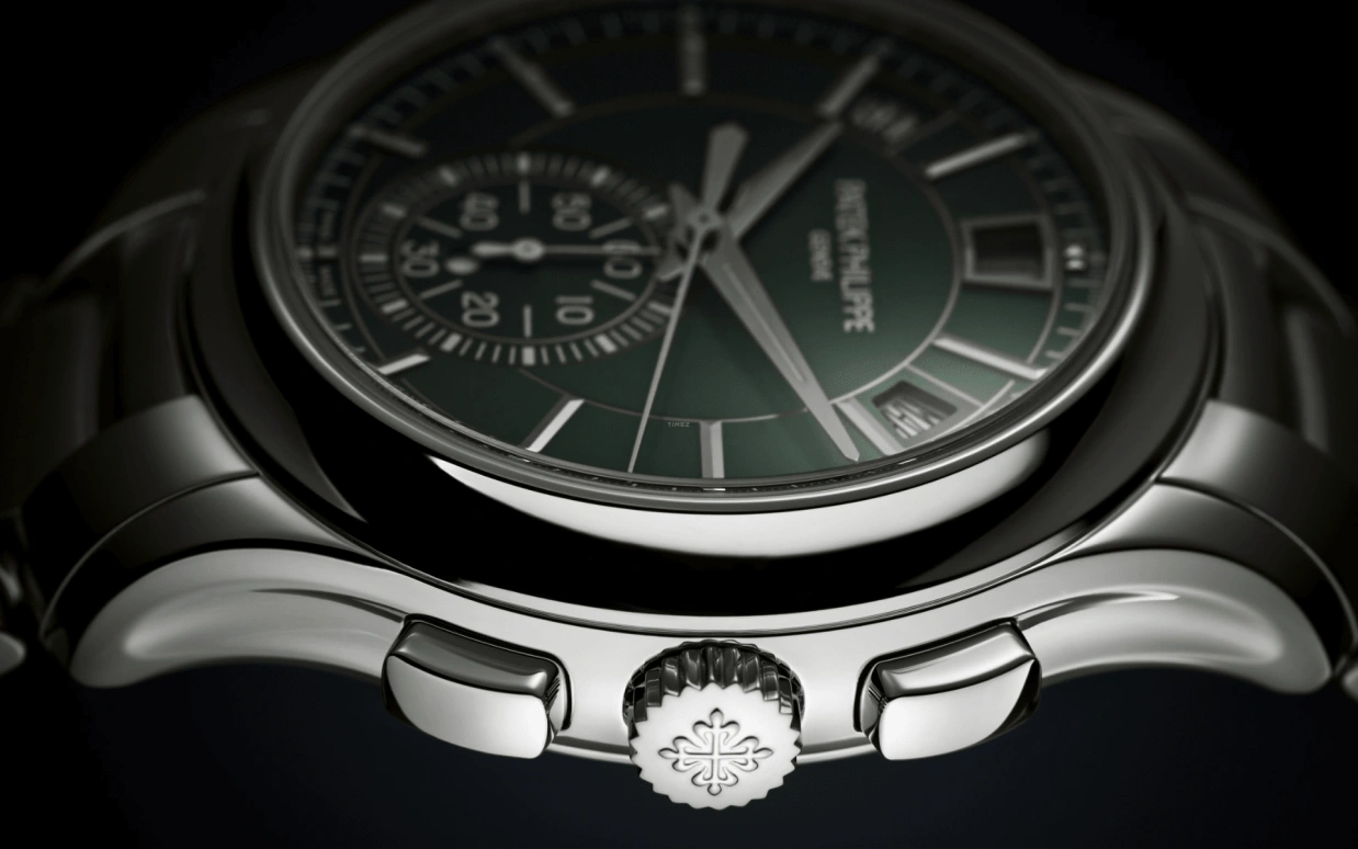 Patek Philippe,Complications 42mm,42mm,Stainless Steel,Green,Automatic,Chronograph,Moonphase,Annual Calendar,Month,55hours,In-house Caliber,5905,5905/1A-001