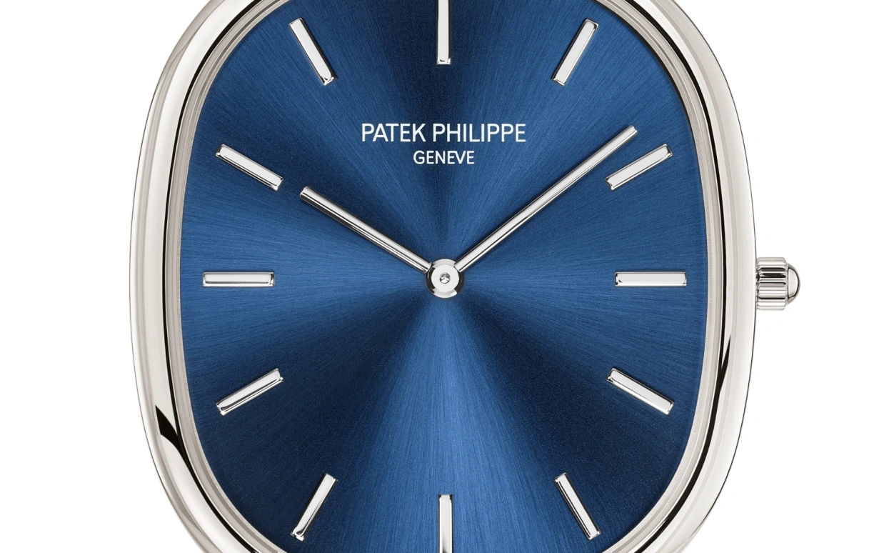 Patek Philippe,Golden Ellipse 34.50mm,34.50mm,Platinum,Blue,Automatic,48hours,In-house Caliber,5738P,5738P-001