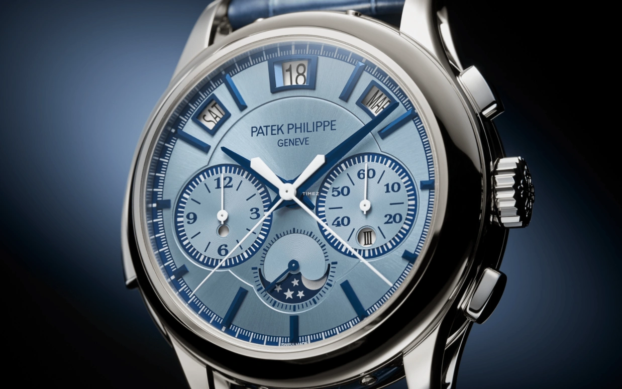 Patek Philippe,Grand Complications 42mm,42mm,White Gold,Blue,Automatic,Chronograph,Monopoussoir,Moonphase,Perpetual Calendar,48hours,In-house Caliber,5308G,5308G-001