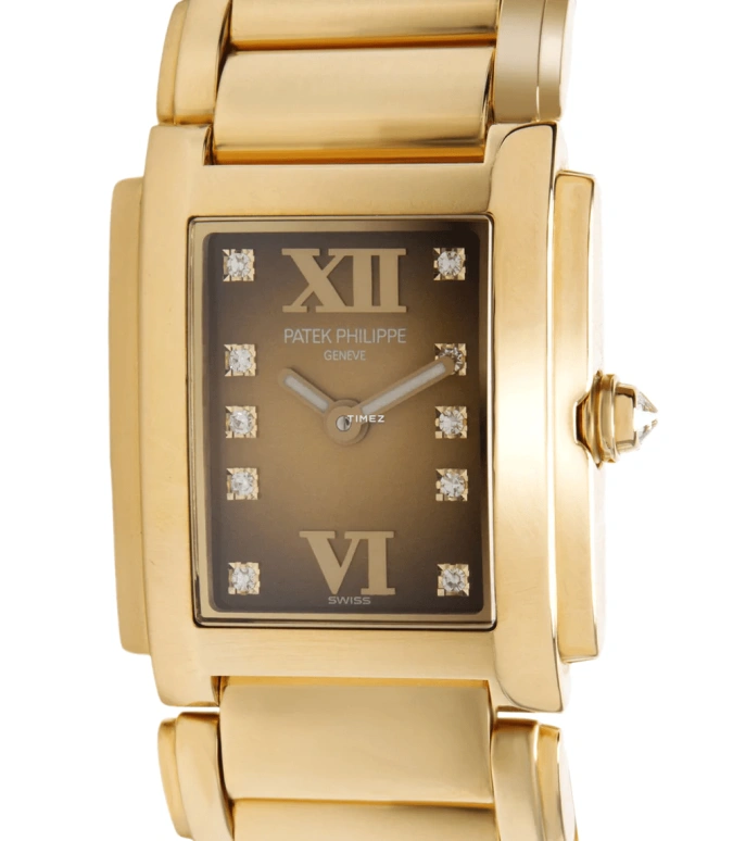 Patek Philippe,Twenty~4 26.30mm,26.30mm,Yellow Gold,Coffee,Brown,Quartz,In-house Caliber,Sapphire,Crystal Glass,4907,4907/1J-010