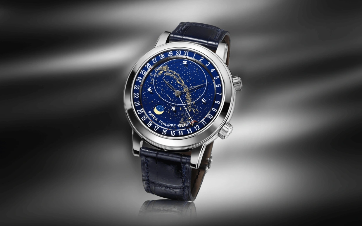 Patek Philippe,Grand Complications 44mm,44mm,Platinum,Blue,Automatic,Moonphase,Day,Sky Chart,6102P,6102P-001