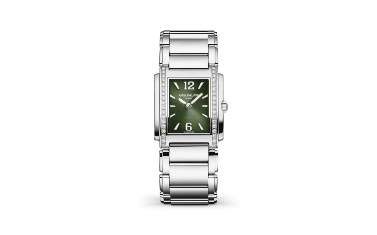 Patek Philippe,Twenty~4 25.10mm,25.10mm,Stainless Steel,Green,Quartz,In-house Caliber,Sapphire,4910,4910/1200A-011