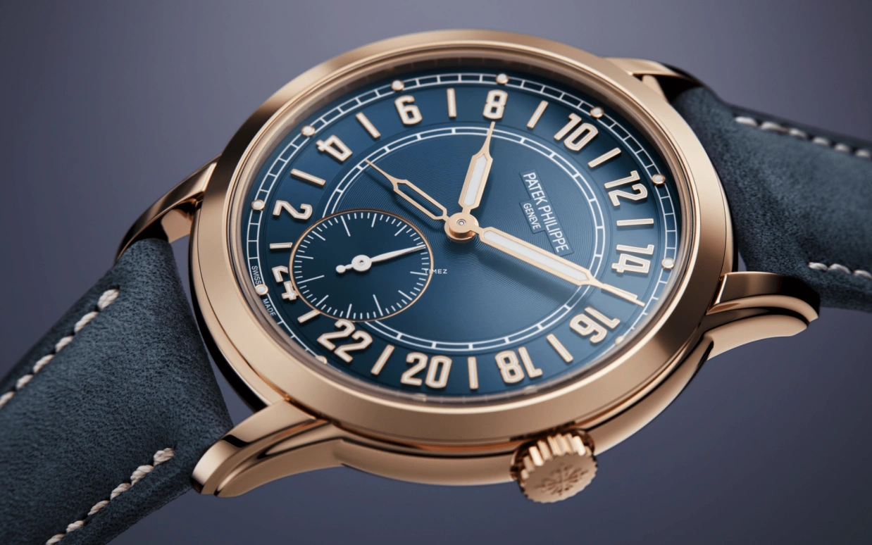 Patek Philippe,Complications 42mm,42mm,Rose Gold,Blue,Automatic,Dule Time,48hours,5224R,5224R-001