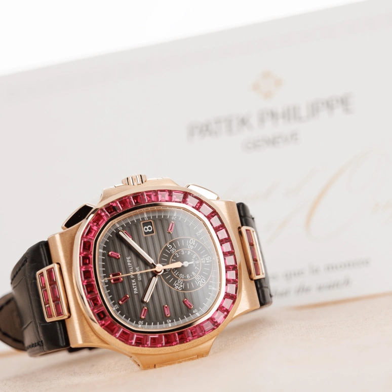 Patek Philippe,Nautilus 40mm,40mm,Rose Gold,Black,Automatic,Chronograph,Day,5980,5980/12R-010