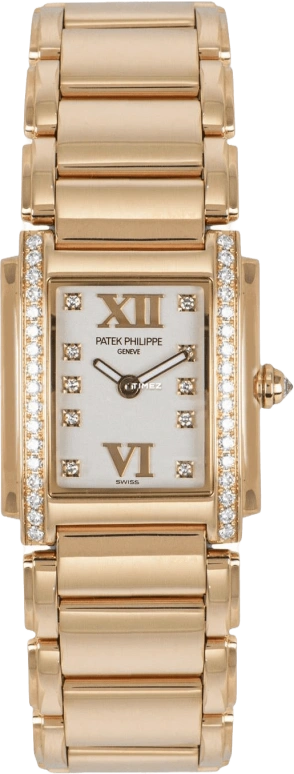 Patek Philippe,Twenty~4 22x26.30mm,22x26.30mm,Rose Gold,White,Quartz,In-house Caliber,Sapphire,4908,4908/11R-011