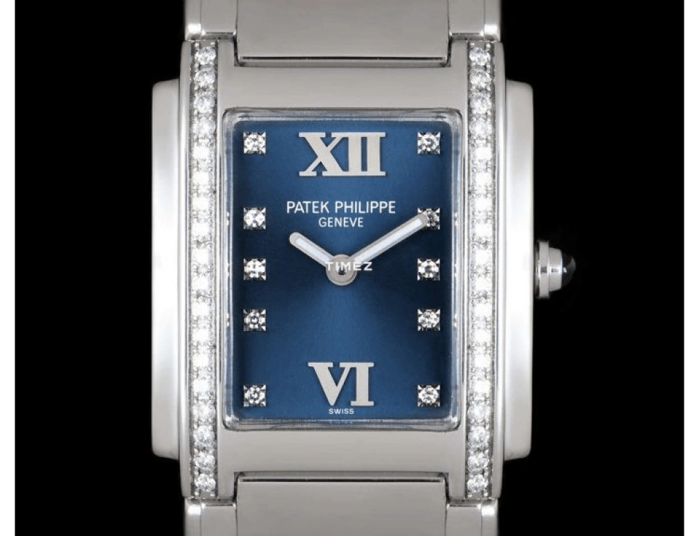 Patek Philippe,Twenty~4 25x30mm,25x30mm,Stainless Steel,Blue,Quartz,In-house Caliber,Sapphire,4910,4910/10A-012