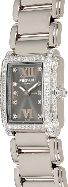 Patek Philippe,Twenty~4 22mm,22mm,White Gold,Grey,Quartz,In-house Caliber,Sapphire,4908,4908/200G-010