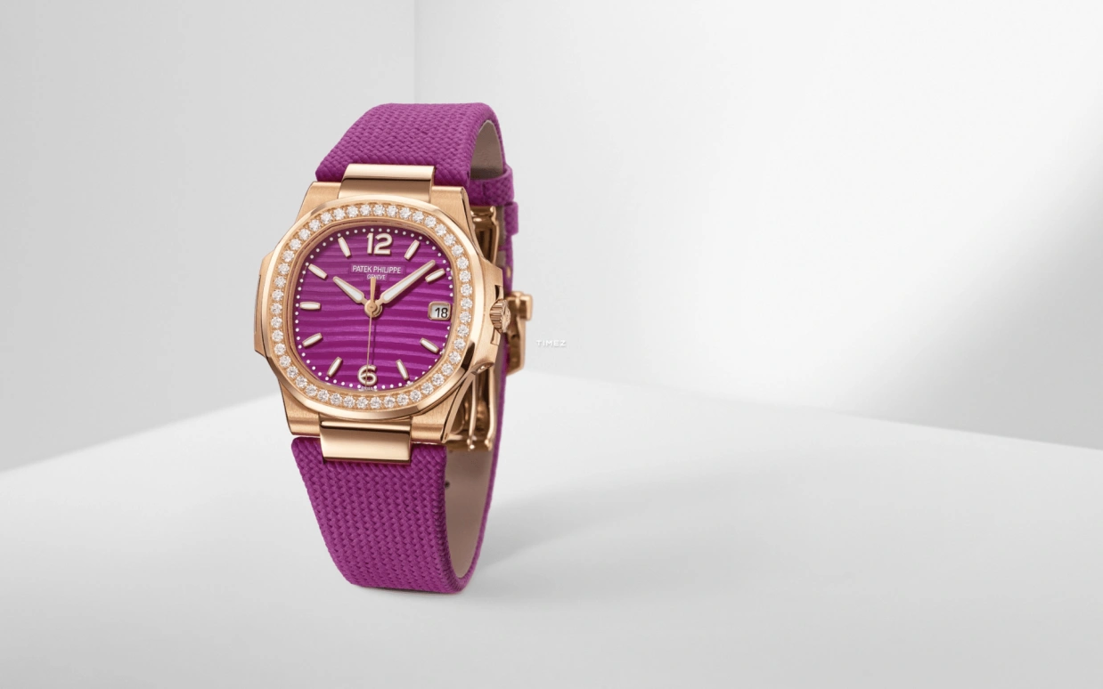 Patek Philippe,Nautilus 32mm,32mm,Rose Gold,Purple,Quartz,Day,In-house Caliber,7010R,7010R-013