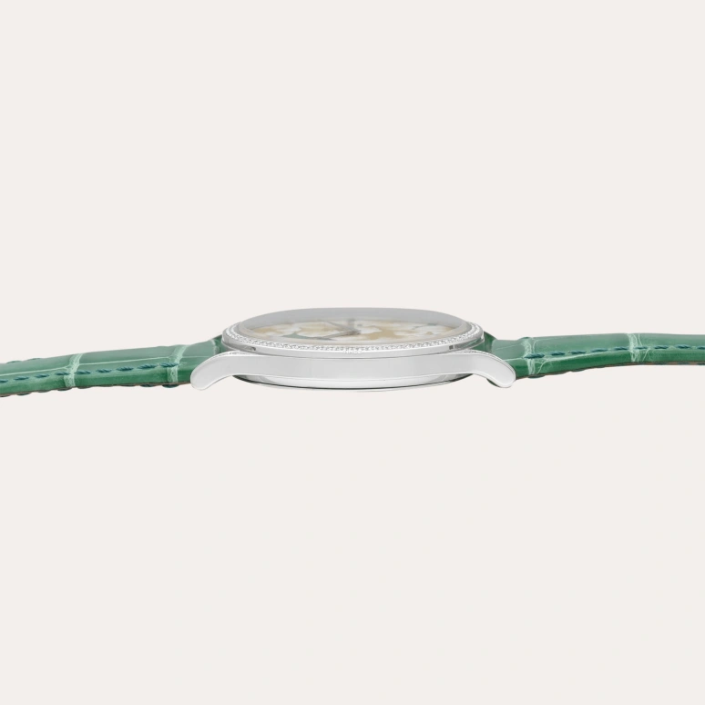 Patek Philippe,Calatrava 38mm,38mm,White Gold,Multi-Color,Green,Yellow,Automatic,48hours,In-house Caliber,5077100G,5077100G-039