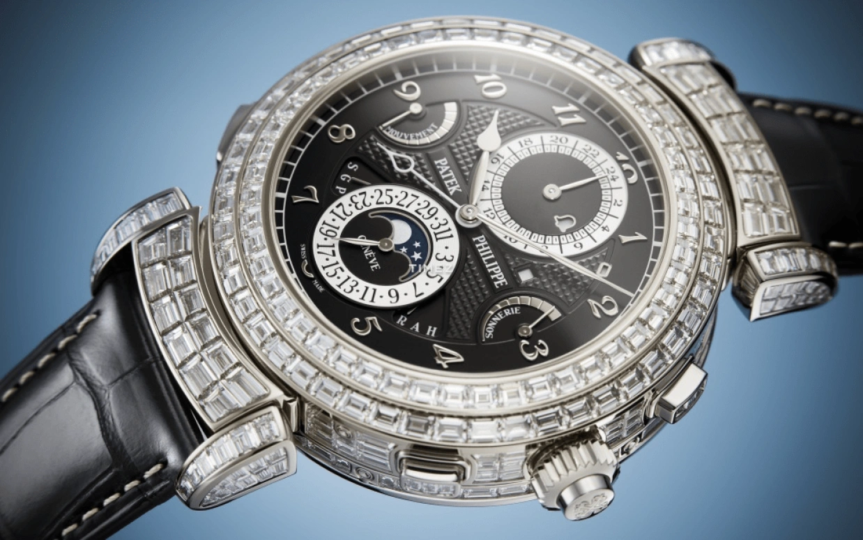 Patek Philippe,Grand Complications 49.40mm,49.40mm,White Gold,Black,Handwound,Moonphase,Perpetual Calendar,Leap Year,Month,72hours,In-house Caliber,6300,6300/400G-001