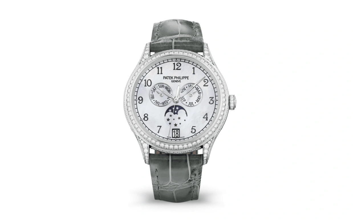 Patek Philippe,Complications 38mm,38mm,White Gold,White,Automatic,Moonphase,Annual Calendar,Month,Date,45hours,In-house Caliber,4948G,4948G-010