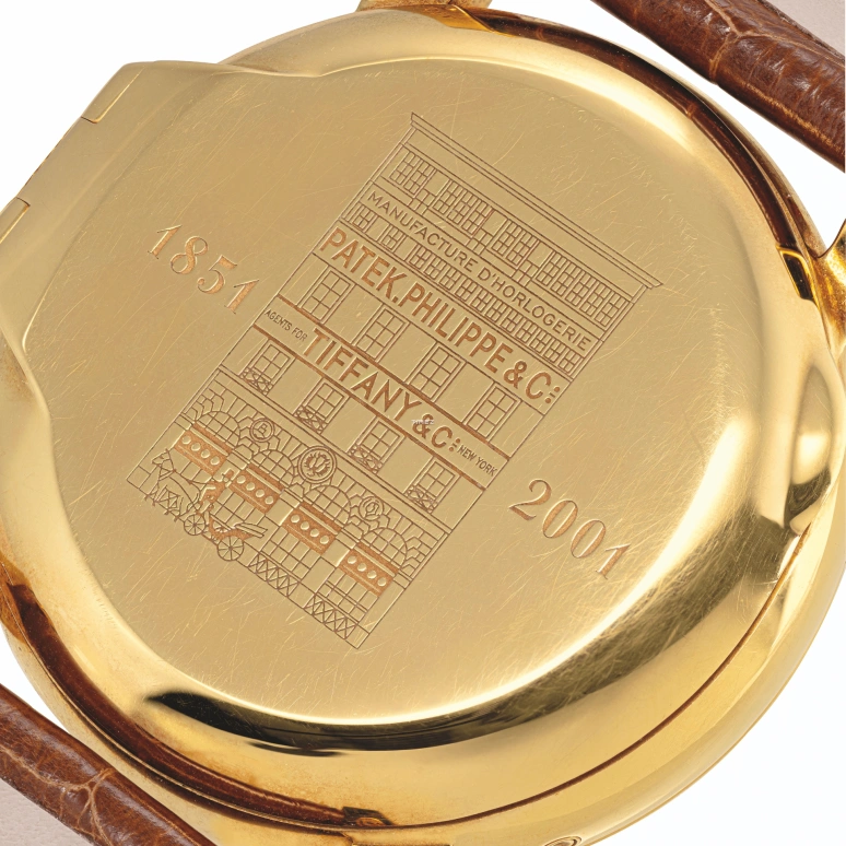 Patek Philippe,Complications 36mm,36mm,Yellow Gold,Silver White,Automatic,Moonphase,Annual Calendar,Month,Date,In-house Caliber,Sapphire,Crystal Glass,5150J,5150J-TiffanyCo