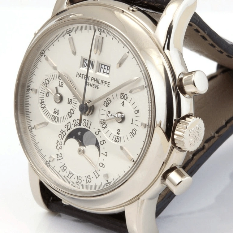 Patek Philippe,Grand Complications 36mm,36mm,White Gold,Silver,Handwound,Chronograph,Moonphase,Perpetual Calendar,Leap Year,60hours,In-house Caliber,3970EG,3970EG-016
