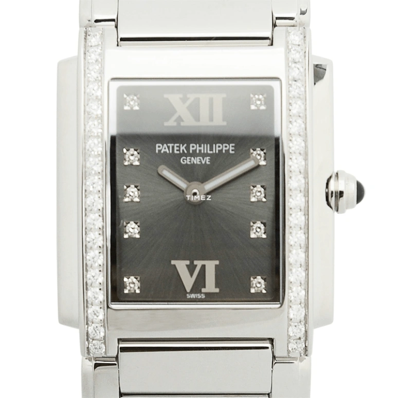 Patek Philippe,Twenty~4 25x30mm,25x30mm,Stainless Steel,Grey,Quartz,In-house Caliber,Sapphire,4910,4910/10A-010