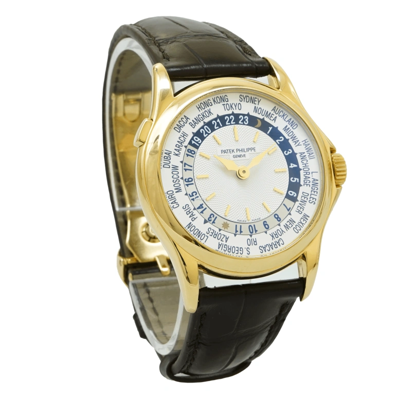 Patek Philippe,Complications 37mm,37mm,Yellow Gold,Silver,Automatic,World Time,Day / Night Indication,5110J,5110J-001