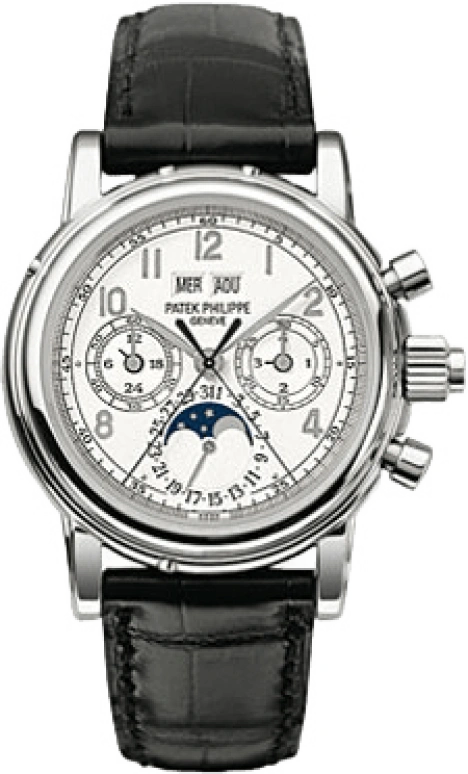 Patek Philippe,Grand Complications 36.70mm,36.70mm,White Gold,Silver,White,Handwound,Chronograph,Moonphase,Perpetual Calendar,Leap Year,60hours,In-house Caliber,5004G,5004G-013