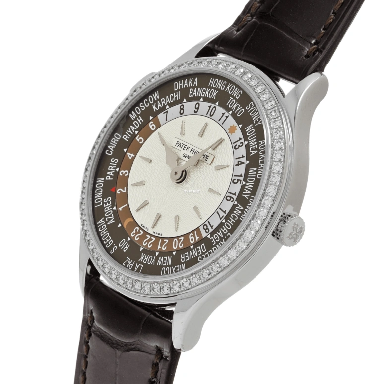 Patek Philippe,Complications 36mm,36mm,White Gold,White,Brown,Automatic,World Time,Day / Night Indication,7130G,7130G-001