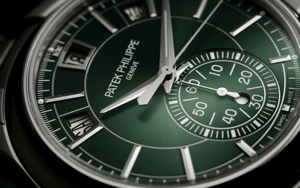 Patek Philippe,Complications 42mm,42mm,Stainless Steel,Green,Automatic,Chronograph,Moonphase,Annual Calendar,Month,55hours,In-house Caliber,5905,5905/1A-001