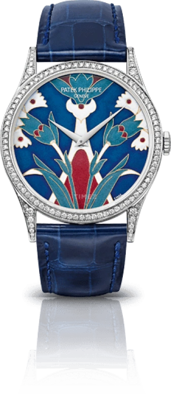 Patek Philippe,Calatrava 37mm,37mm,White Gold,Blue,Multi-Color,Automatic,48hours,In-house Caliber,5077,5077/100G-018
