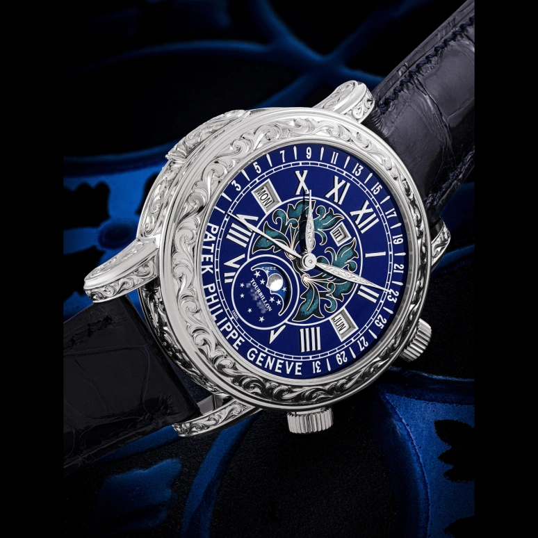 Patek Philippe,Grand Complications 42.80mm,42.80mm,White Gold,Blue,Handwound,Moonphase,Perpetual Calendar,Leap Year,Date,48hours,In-house Caliber,6002G,6002G-001