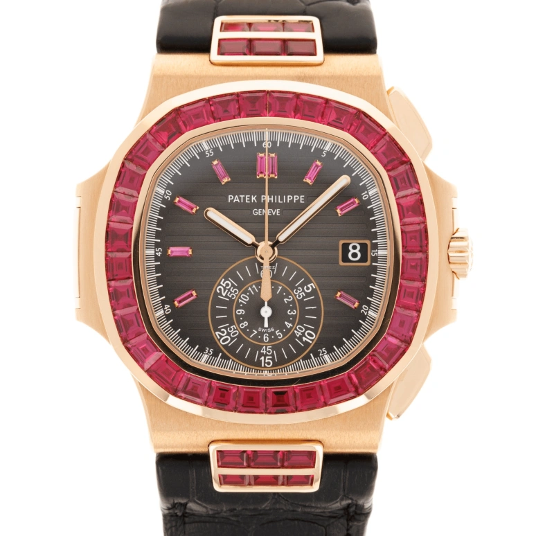 Patek Philippe,Nautilus 40mm,40mm,Rose Gold,Black,Automatic,Chronograph,Day,5980,5980/12R-010