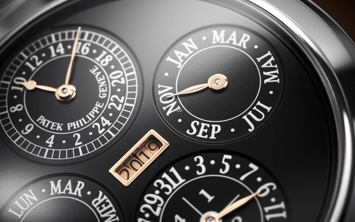 Patek Philippe,Grand Complications 47.40mm,47.40mm,Stainless Steel,Pink,Handwound,Moonphase,Perpetual Calendar,Leap Year,Month,72hours,In-house Caliber,6300A,6300A-010