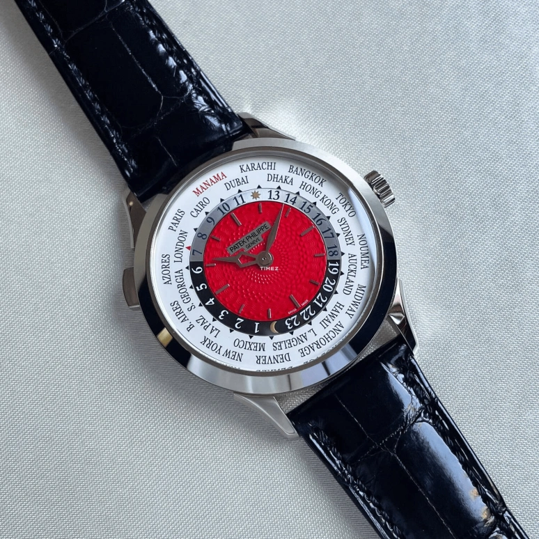 Patek Philippe,Complications 38.50mm,38.50mm,White Gold,Red,Automatic,World Time,Day / Night Indication,5230G,5230G-013
