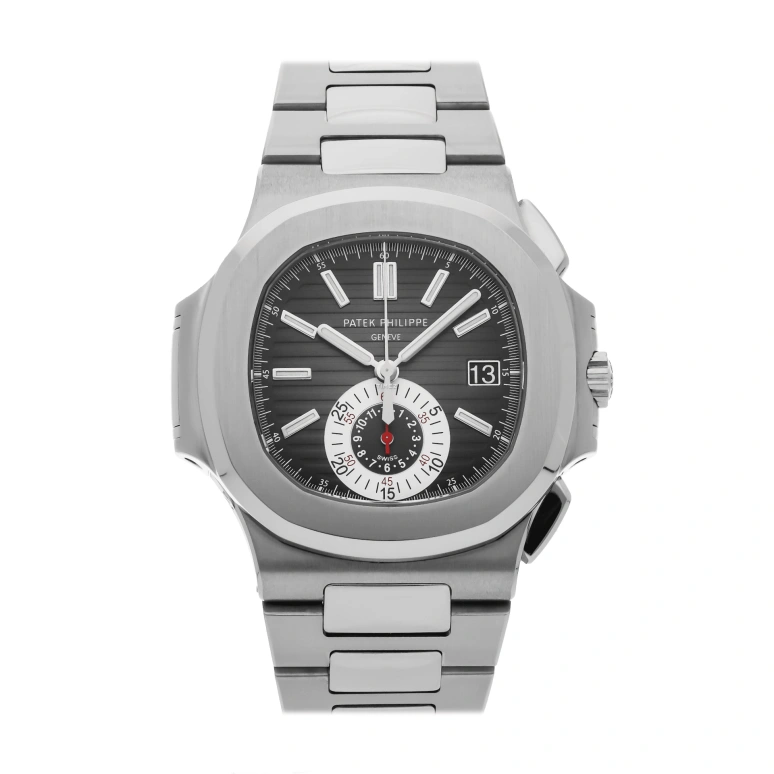 Patek Philippe,Nautilus 40.50mm,40.50mm,Stainless Steel,Black,Automatic,Chronograph,Day,Kelly,5980,5980/1A-014