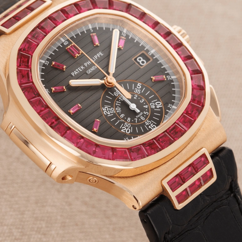 Patek Philippe,Nautilus 40mm,40mm,Rose Gold,Black,Automatic,Chronograph,Day,5980,5980/12R-010
