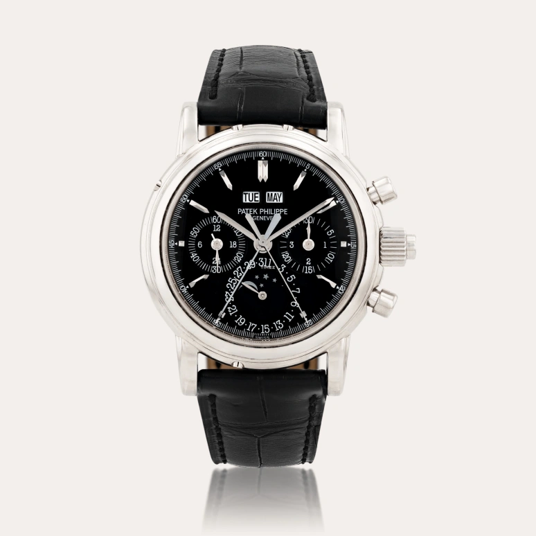 Patek Philippe,Grand Complications 36.70mm,36.70mm,White Gold,Black,Handwound,Chronograph,Moonphase,Perpetual Calendar,Leap Year,60hours,In-house Caliber,5004G,5004G-015