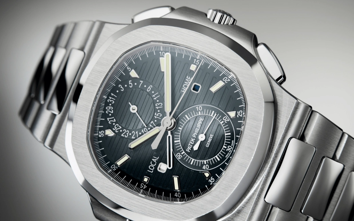 Patek Philippe,Nautilus 40.50mm,40.50mm,Stainless Steel,Gradient,Black,Blue,Automatic,Day,Dule Time,5990,5990/1A-011