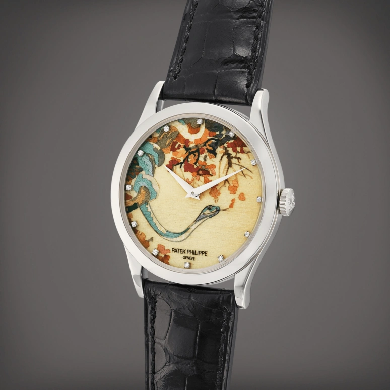 Patek Philippe,Calatrava 38mm,38mm,Platinum,Multi-Color,Cream,Automatic,48hours,In-house Caliber,5077P,5077P-Snake