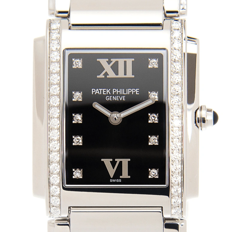 Patek Philippe,Twenty~4 25x30mm,25x30mm,Stainless Steel,Black,Quartz,In-house Caliber,Sapphire,4910,4910/10A-001