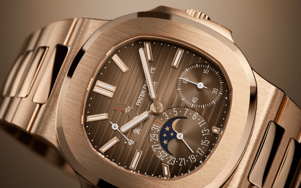 Patek Philippe,Nautilus 40mm,40mm,Rose Gold,Coffee,Gradient,Brown,Automatic,Moonphase,Day,Power Reserve Indicator,Odell Cornelious Beckham,Odell Beckham Jr.,Jack Grealish,Sfera Ebbasta,Lionel Messi,LeBron James,Ben Simmons,La Pulga,GOAT,OBJ,5712,5712/1R-001