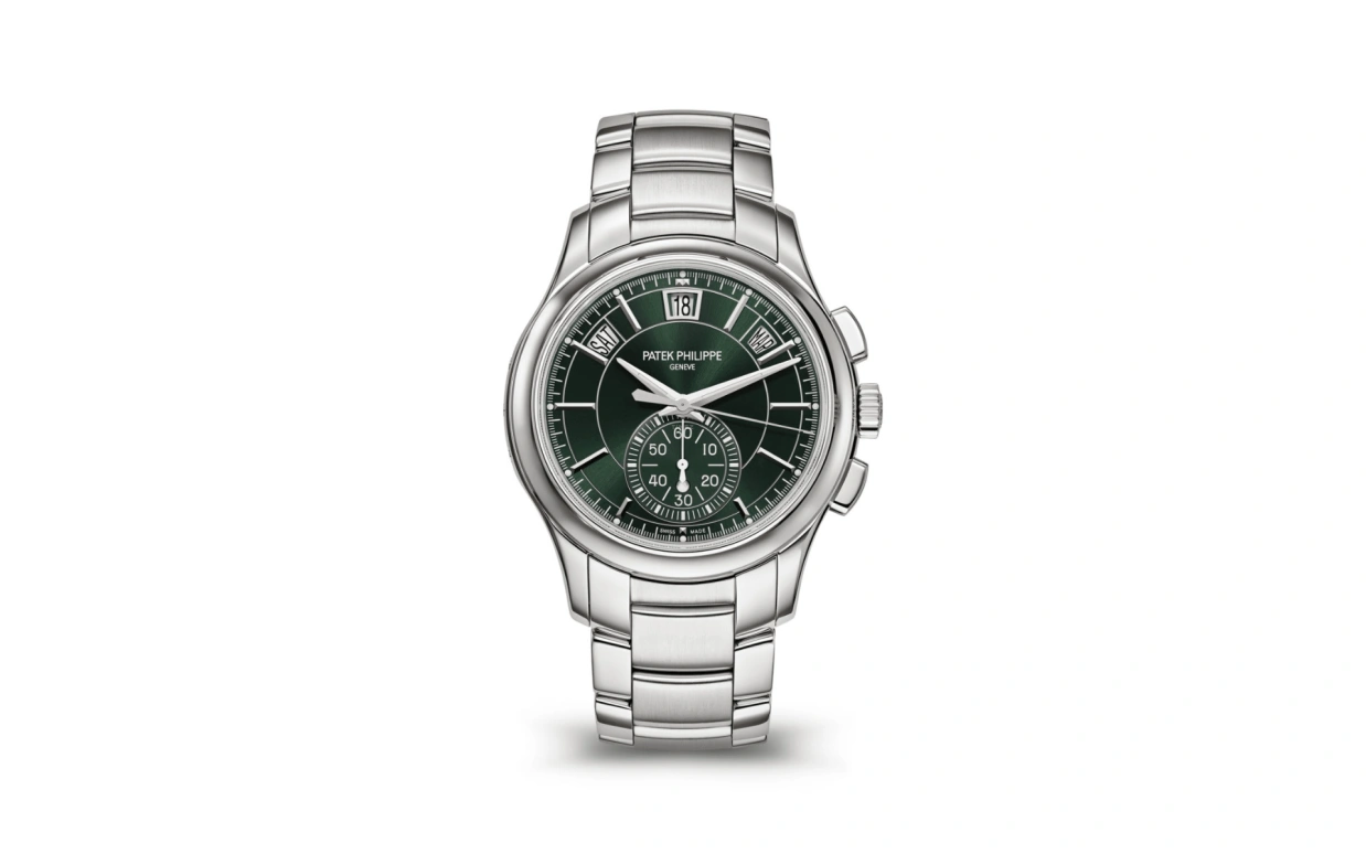 Patek Philippe,Complications 42mm,42mm,Stainless Steel,Green,Automatic,Chronograph,Moonphase,Annual Calendar,Month,55hours,In-house Caliber,5905,5905/1A-001