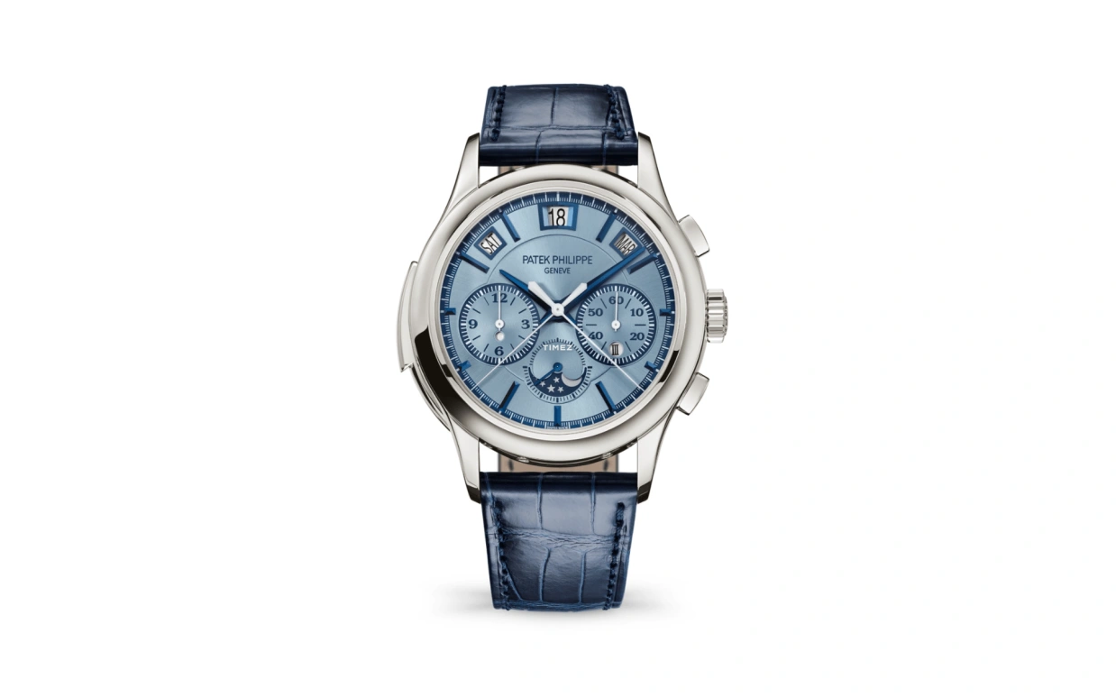 Patek Philippe,Grand Complications 42mm,42mm,White Gold,Blue,Automatic,Chronograph,Monopoussoir,Moonphase,Perpetual Calendar,48hours,In-house Caliber,5308G,5308G-001