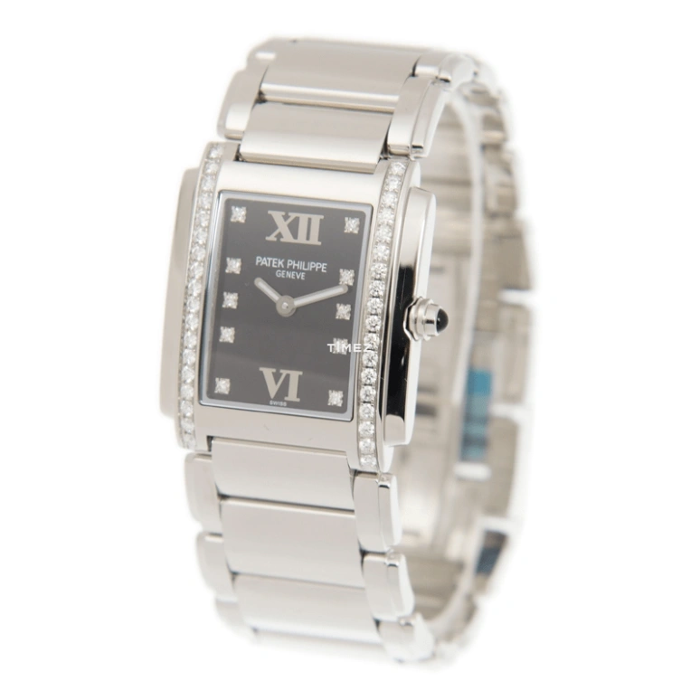 Patek Philippe,Twenty~4 25x30mm,25x30mm,Stainless Steel,Black,Quartz,In-house Caliber,Sapphire,4910,4910/10A-001