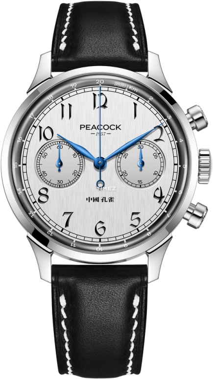 Peacock,Perfection Classic 38.50mm,38.50mm,Stainless Steel,Silver,Handwound,Chronograph,38hours,PCG0201,PCG0201.01