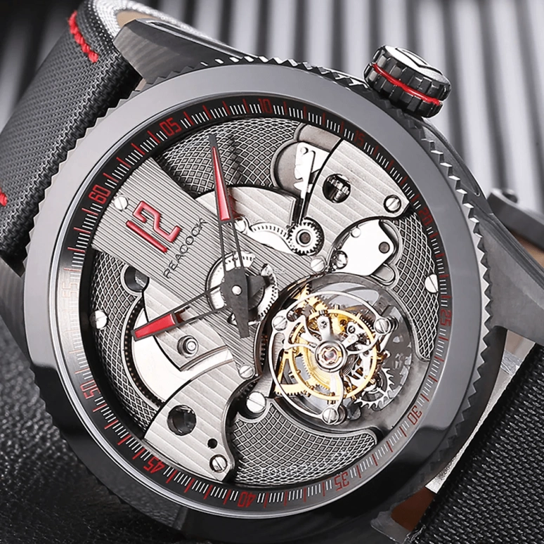 Peacock,Treasured 43.50mm,43.50mm,Stainless Steel,Carbon,Black,Handwound,Tourbillon,42hours,P501,P501-4