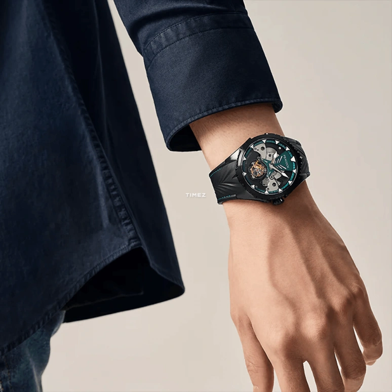 Peacock,Extraordinary 45.50mm,45.50mm,Stainless Steel,Green,Black,Handwound,Tourbillon,45hours,PAG0102,PAG0102.02