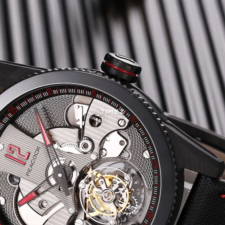 Peacock,Treasured 43.50mm,43.50mm,Stainless Steel,Carbon,Black,Handwound,Tourbillon,42hours,P501,P501-4