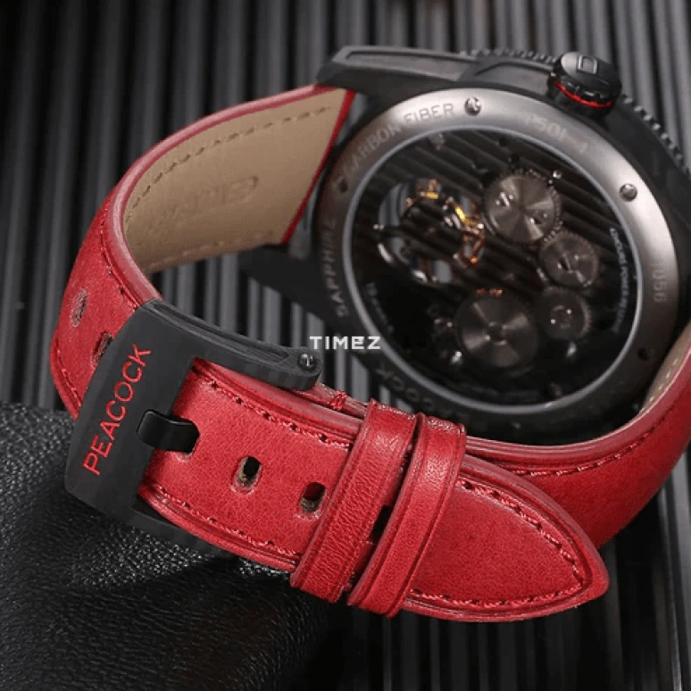 Peacock,Treasured 43.50mm,43.50mm,Stainless Steel,Carbon,Black,Handwound,Tourbillon,42hours,P501,P501-4
