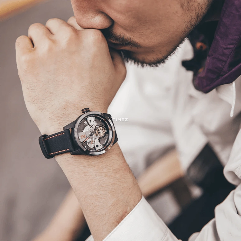 Peacock,Treasured 43.50mm,43.50mm,Stainless Steel,Carbon,Black,Handwound,Tourbillon,42hours,P501,P501-4