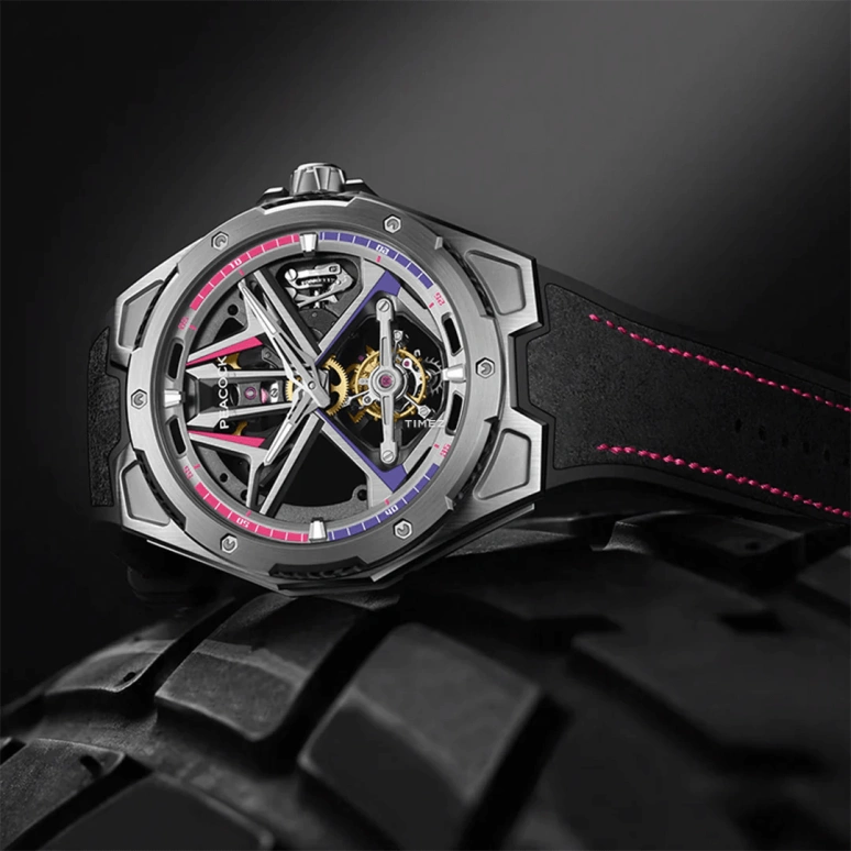 Peacock,Top Racing 45mm,45mm,aerospace steel,Silver,Multi-Color,Handwound,Tourbillon,45hours,PDG0102,PDG0102.06