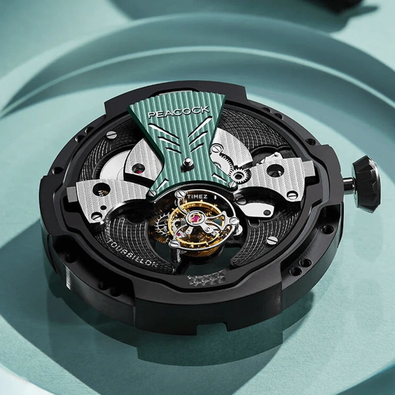 Peacock,Extraordinary 45.50mm,45.50mm,Stainless Steel,Green,Black,Handwound,Tourbillon,45hours,PAG0102,PAG0102.02