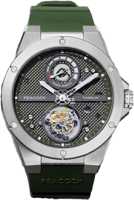 Peacock,Other 45mm,45mm,Stainless Steel,Green,Automatic,Tourbillon,Sapphire,Crystal Glass,P509,P509-8