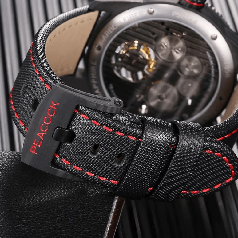 Peacock,Treasured 43.50mm,43.50mm,Stainless Steel,Carbon,Black,Handwound,Tourbillon,42hours,P501,P501-4