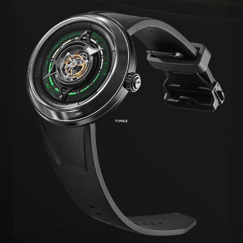 Peacock,Black Hole 46mm,46mm,Stainless Steel,Black,Green,Handwound,Tourbillon,120hours,PBG0101,PBG0101.01
